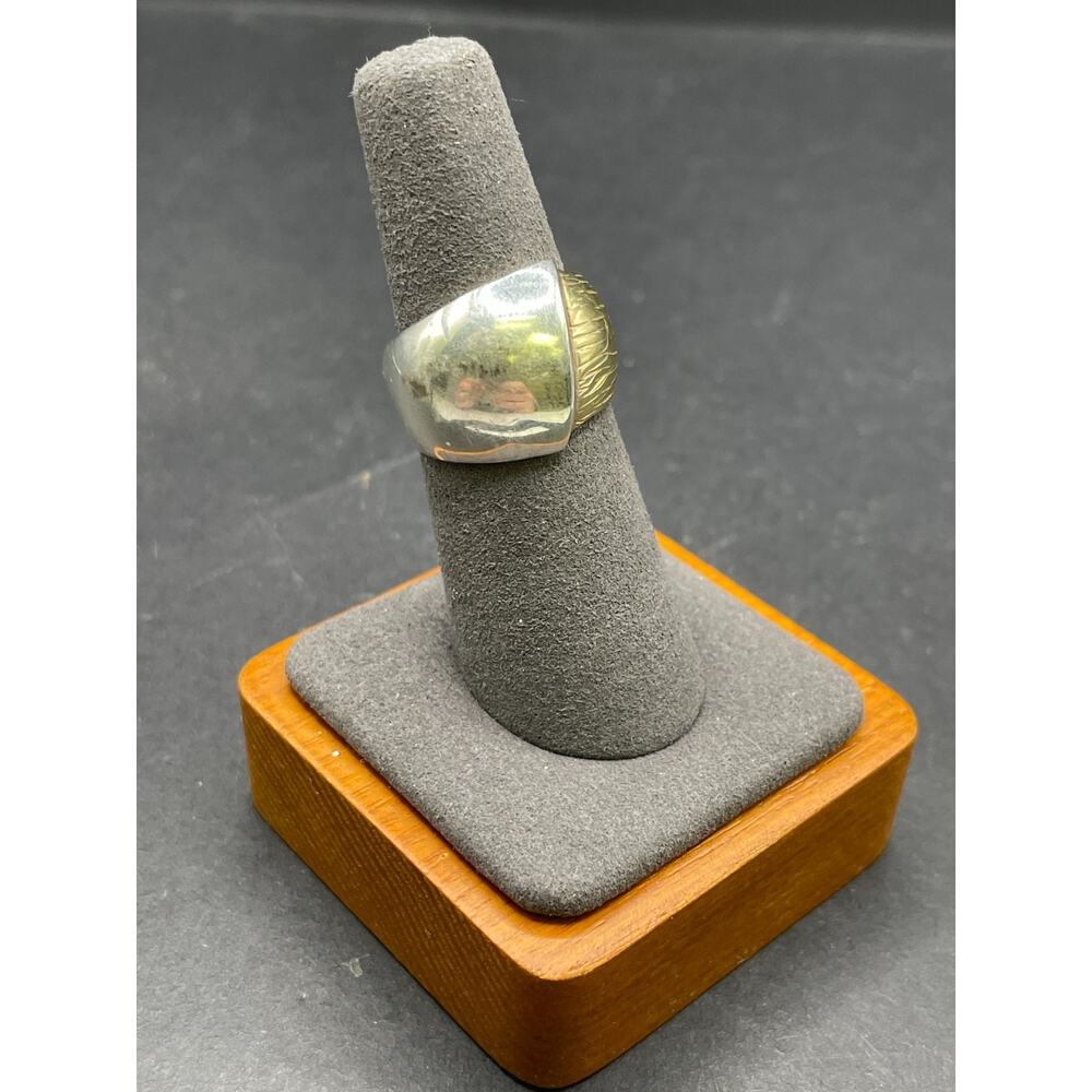 Vintage Milor Italy Signed Sterling Silver 925 Two Tone Dome Ring Size 7 - Picture 3 of 7